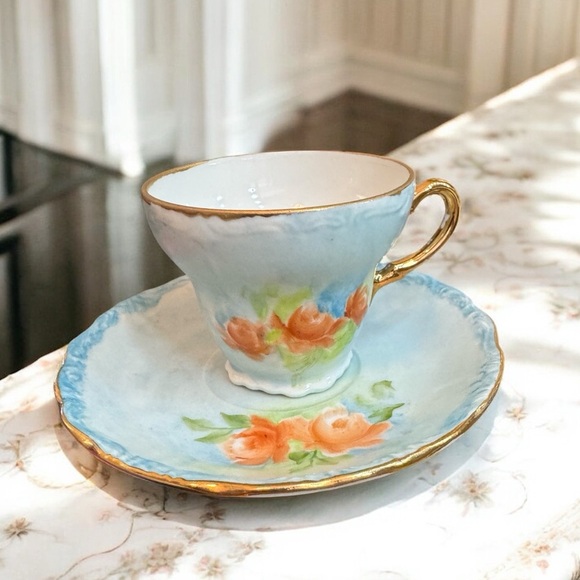 Vintage Japan Hand Painted Porcelain Teacup and Saucer - Picture 2 of 12